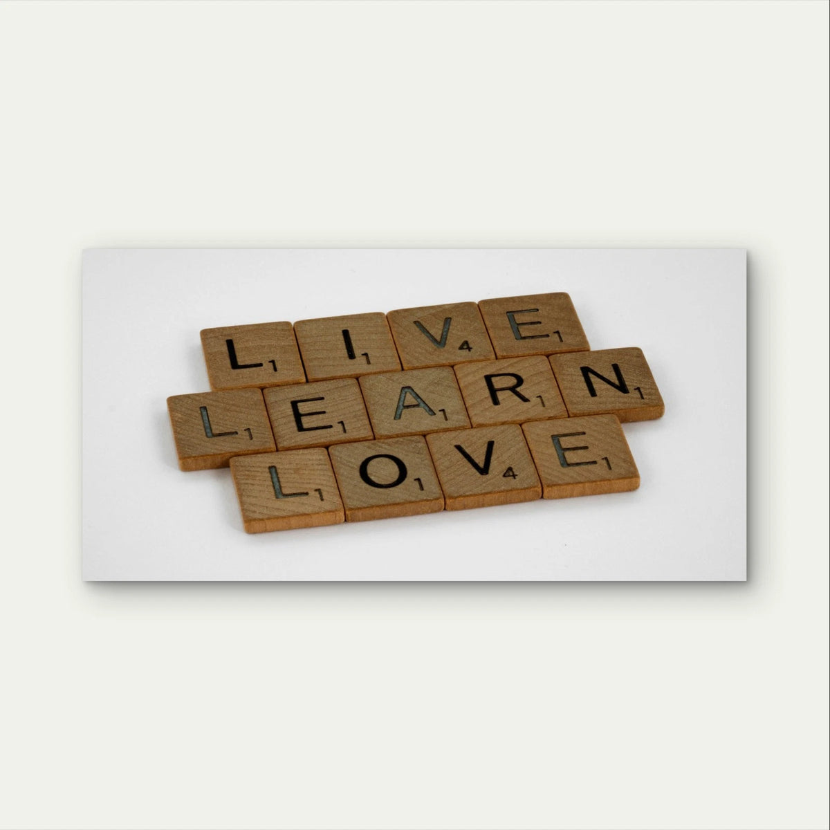 Live, Learn, Love Scrabble Tile Wall Art Canvas Office Home Framed 120x60cm