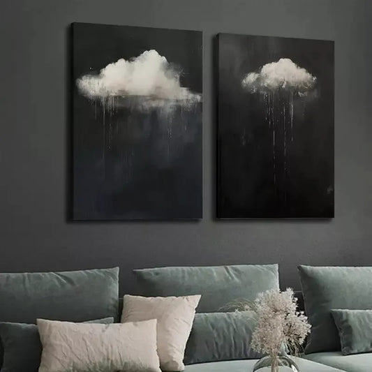 2pcs Decoration Oil Painting, Gothic Abstract Clouds Canvas Framed 50x75cm - High Quality Print 100% Australian Made Wall Canvas Ready to Hang