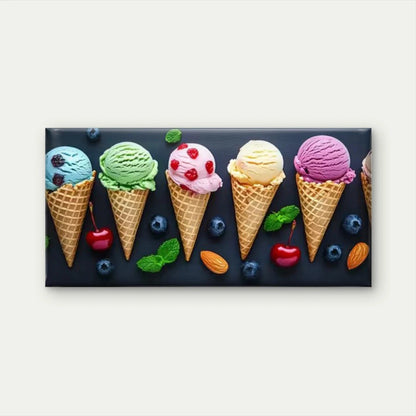 Pastel Minimalist Ice Cream Wall Art Canvas Office Home Room Framed 120x60cm