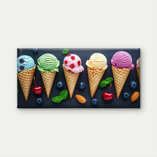 Pastel Minimalist Ice Cream Wall Art Canvas Office Home Room Framed 120x60cm