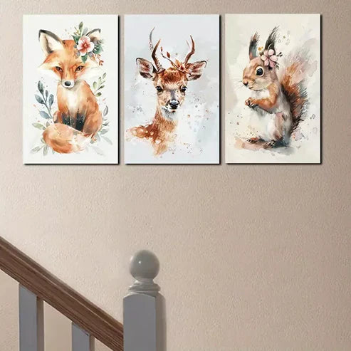 3pcs Farmhouse Animal Nursery Canvas Framed 60x90cm - High Quality Print 100% Australian Made Wall Canvas Ready to Hang