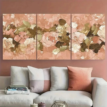 3pcs Vintage Rose Floral Blush Pink Flower Cottage Metal Print Ready to Hang Art