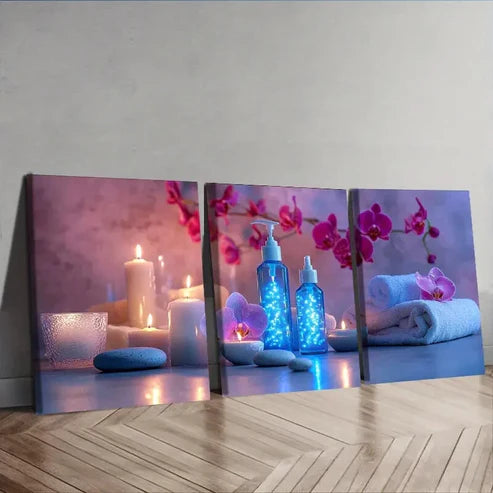3pcs Spa candle Wall Art Set Canvas Unframed - High Quality Print 100% Australian Made Wall Canvas