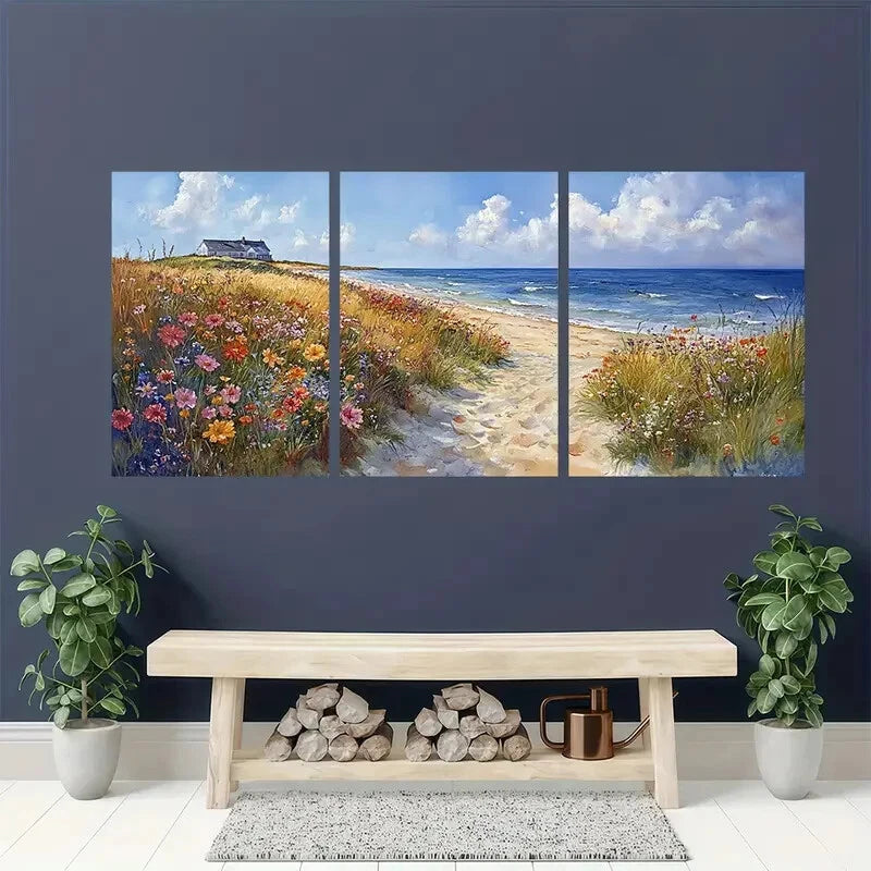 3pcs Coastal Watercolor Print Province Town Metal Print Ready to Hang Art