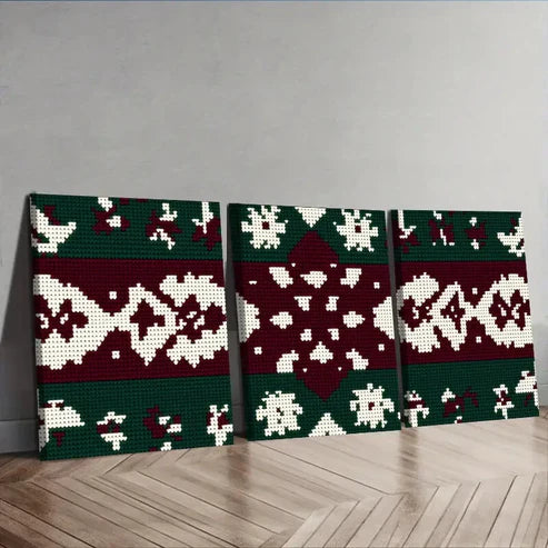 3pcs Christmas sweater pattern Wall Art Set Canvas Unframed - High Quality Print 100% Australian Made Wall Canvas