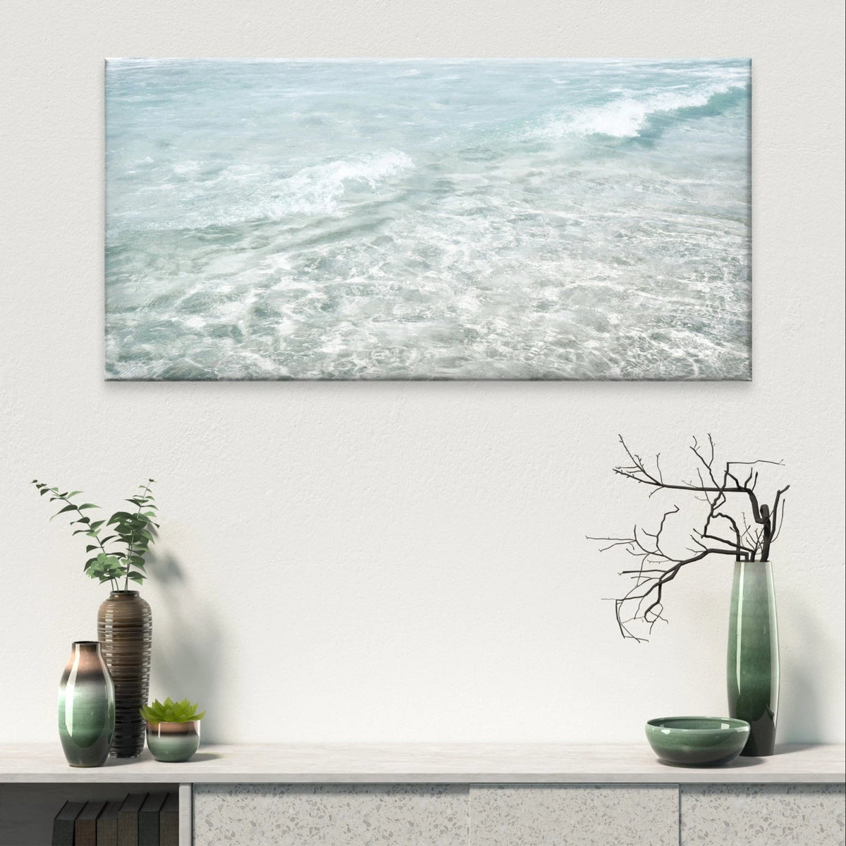 Coastal Clear Ocean Blue Water Wall Art Canvas Office Home Framed 120x60cm