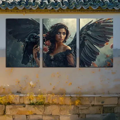 3pcs Crow On An Angles' Shoulder Art Canvas Unframed - High Quality Print 100% Australian Made Wall Canvas
