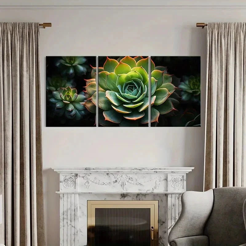 3pcs Succulent Plant Colorful Natural Beauty Metal Print Ready to Hang Art