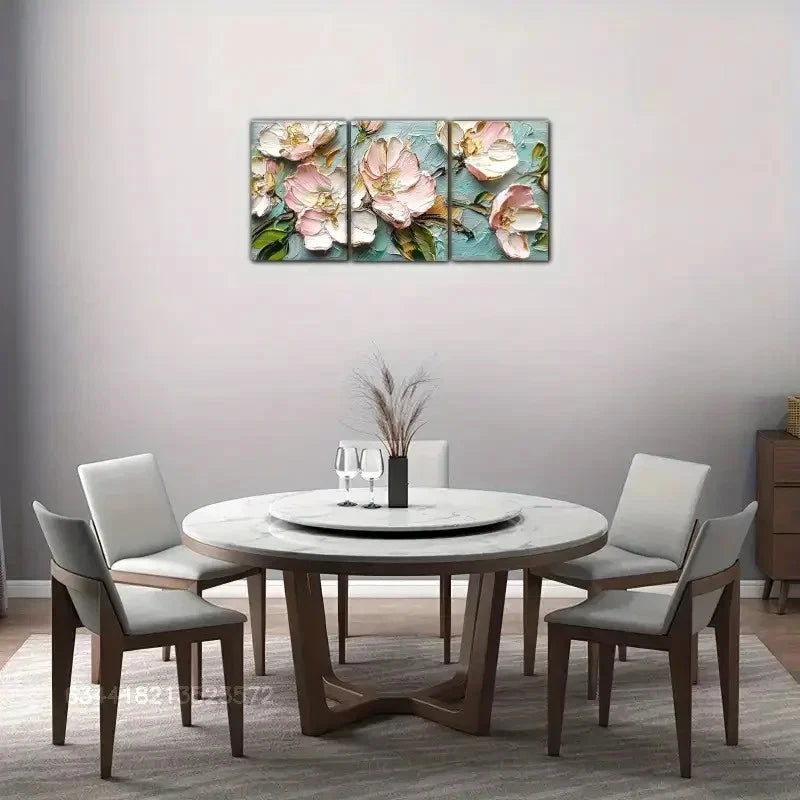 3pcs Abstract Style Art Wall Decor Floral Metal Print Ready to Hang Art
