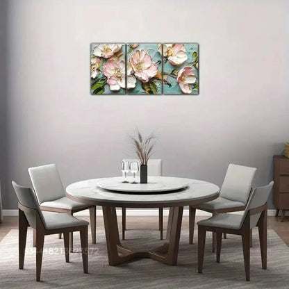 3pcs Abstract Style Art Wall Decor Floral Metal Print Ready to Hang Art