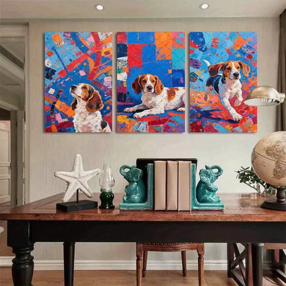 3pcs Abstract Vibrant Cavalier King Charles Metal Print Ready to Hang Art
