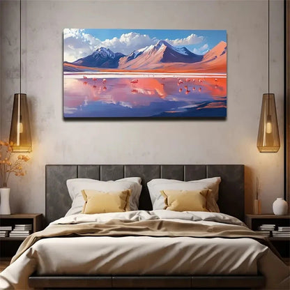 Mountain Crane Lake Suitable Wall Art Canvas Office Home Room Framed 120x60cm