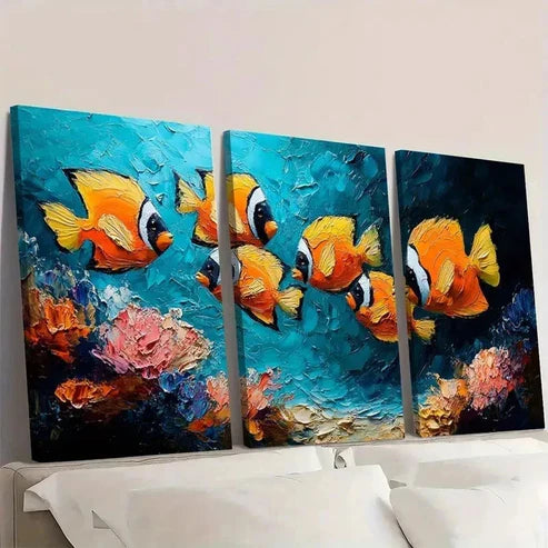 3pcs Fish Underwater Original Wall Art Canvas Unframed - High Quality Print 100% Australian Made Wall Canvas