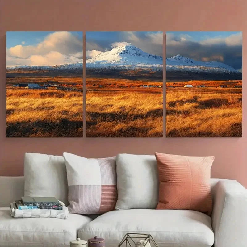 3pcs Vantajokull Iceland Travel Natural & Urban Metal Print Ready to Hang Art