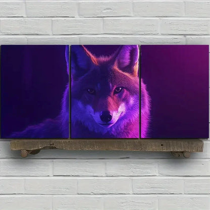 3pcs Charming Coyote Trio Animal Themed Metal Print Ready to Hang Art