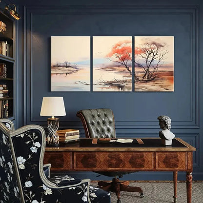 3pcs Abstract Landscape Art Watercolor Painting Metal Print Ready to Hang Art