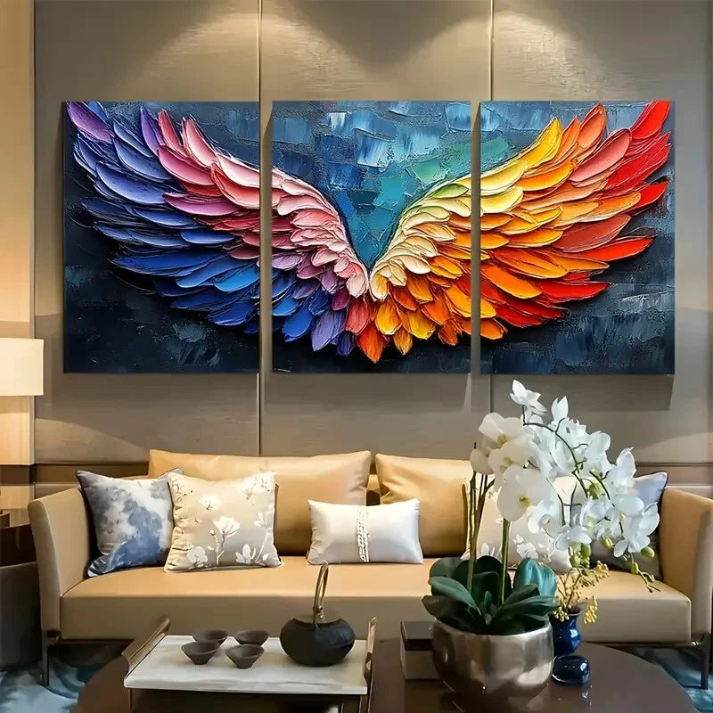 3pcs Minimalist Modern Abstract Wing Metal Print Ready to Hang Art