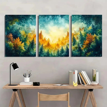 3pcs Nature-Inspired Abstract Watercolor Metal Print Ready to Hang Art