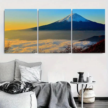 3pcs Scenic Nature Sunrise Over Clouds Mountain Metal Print Ready to Hang Art