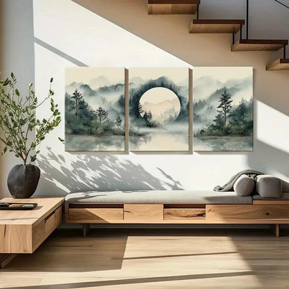 3pcs Moonlit Forest Reflection Serene Landscape Metal Print Ready to Hang Art