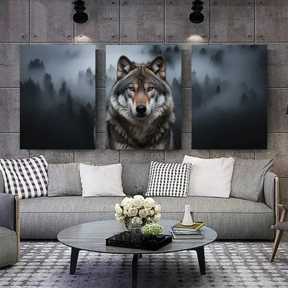 3pcs Animal Scenes Dark Forest Background Metal Print Ready to Hang Art