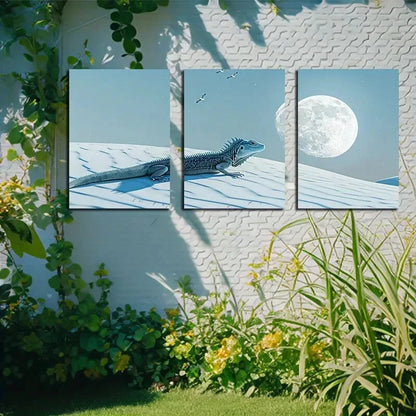 3pcs Lizards Crows Hovering Overhead Metal Print Ready to Hang Art