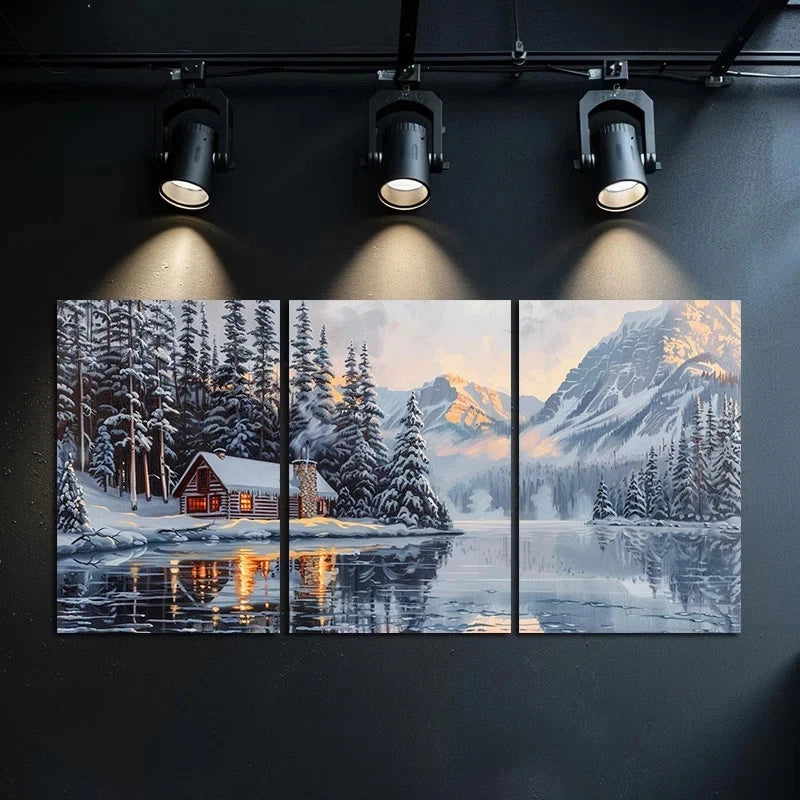 3pcs Scenic Lake Louise Winter Landscape Metal Print Ready to Hang Art
