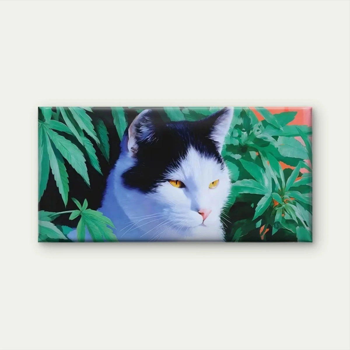 Black & White Cat Portrait Wall Art Canvas Office Home Room Framed 120x60cm