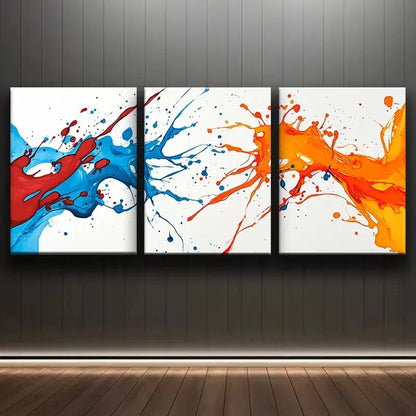 3pcs Abstract Splatter Design Modern Metal Print Ready to Hang Art