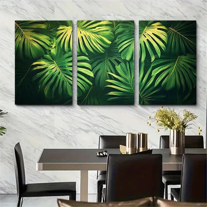 3pcs Vintage Botanical Palm Leaves F Wall Art Set Canvas Framed 40x60cm - High Quality Print 100% Australian Made Wall Canvas Ready to Hang