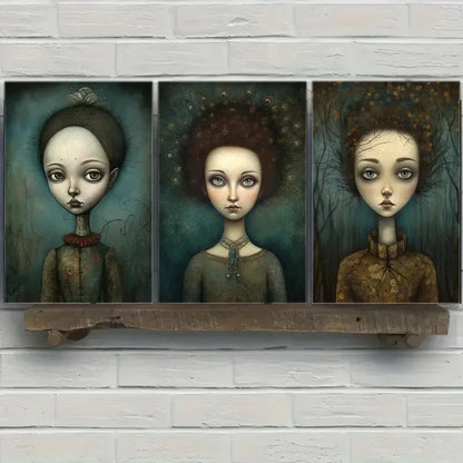 3pcs Dark Gothic Art Portrait Art Posters Metal Print Ready to Hang Art