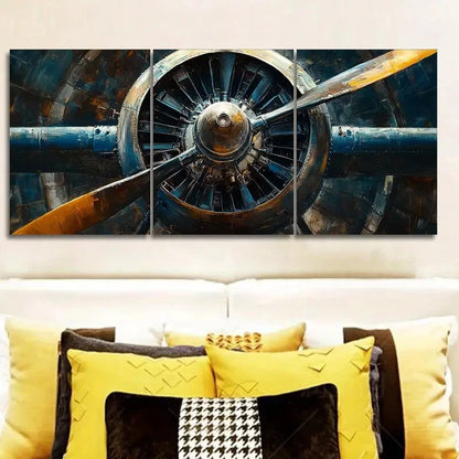 3pcs Featuring Close Up Aircraft Propellers Metal Print Ready to Hang Art