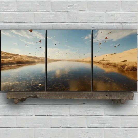 3pcs Kite on The Desert Canyon Metal Print Ready to Hang Art