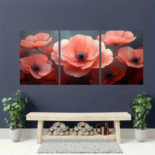 3pcs Pink Flower Nature Beauty Wall Art Set Canvas Unframed - High Quality Print 100% Australian Made Wall Canvas