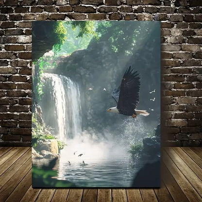 Eagle Splashing in Water Near Crystal 40x60cm Metal Print Ready to Hang