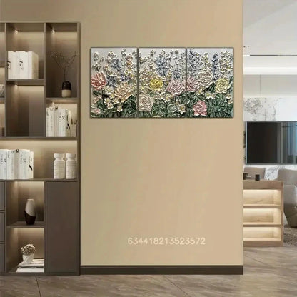 3pcs Abstract Pink floral wall art Metal Print Ready to Hang Art