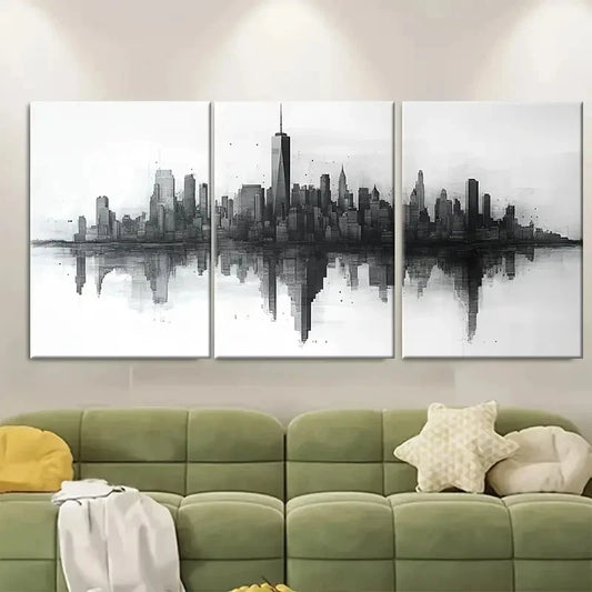3pcs Manhattan Monochrome Metal Print Ready to Hang Art