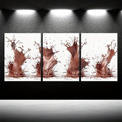 3pcs Modern Chocolate Splash Design Metal Print Ready to Hang Art
