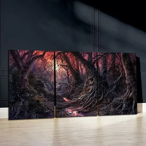3pcs Enchanting Purple Forest Canvas Framed 60x90cm - High Quality Print 100% Australian Made Wall Canvas Ready to Hang