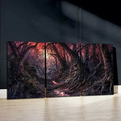 3pcs Enchanting Purple Forest Canvas Framed 60x90cm - High Quality Print 100% Australian Made Wall Canvas Ready to Hang
