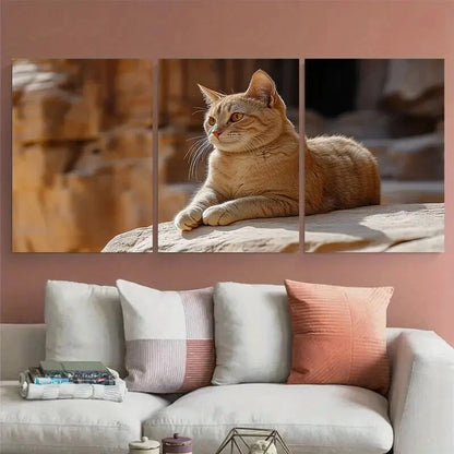 3pcs Sandstone Treasury Petra Cat Metal Print Ready to Hang Art