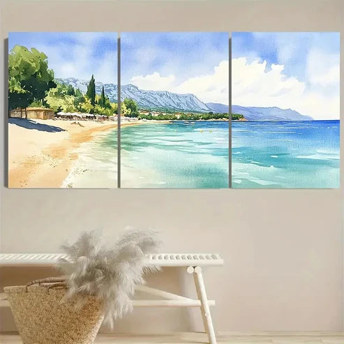 3pcs Zlatni Rat Croatia Wall Art Set Canvas Unframed - High Quality Print 100% Australian Made Wall Canvas