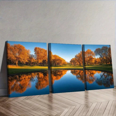 3pcs Golf Course Modern Art Deco Style Wall Art Canvas Unframed - High Quality Print 100% Australian Made Wall Canvas