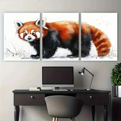 3pcs Whimsical Red Panda Wildlife Illustration Metal Print Ready to Hang Art