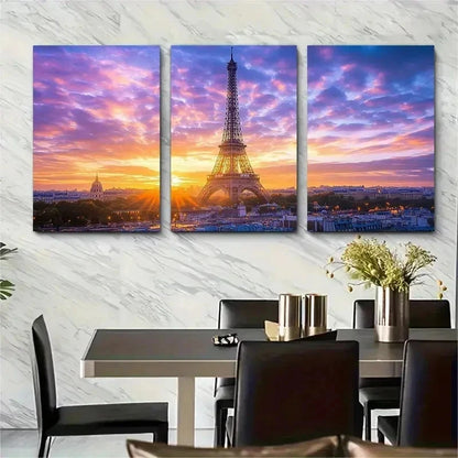 3pcs Paris Print Paris, the eiffel tower Art Metal Print Ready to Hang Art