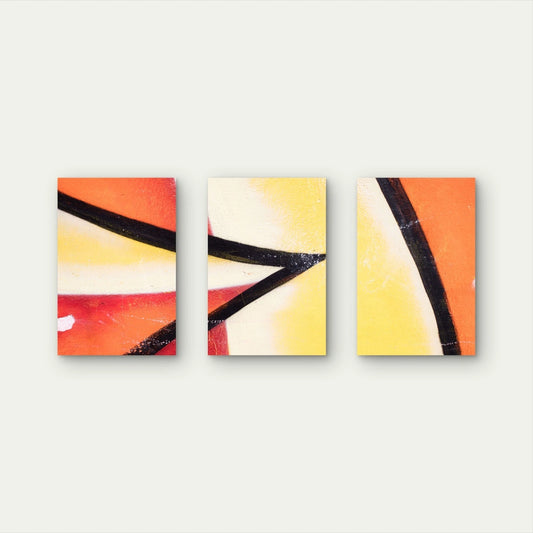 3pcs Abstract Orange and Yellow Print Wall Art Set Canvas Framed 60x90cm - High Quality Print 100% Australian Made Wall Canvas Ready to Hang