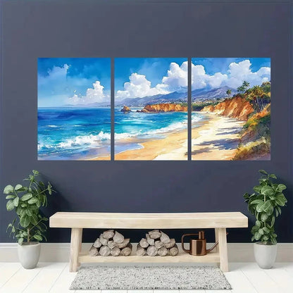 3pcs Watercolor Artwork of Laguna Beach Metal Print Ready to Hang Art