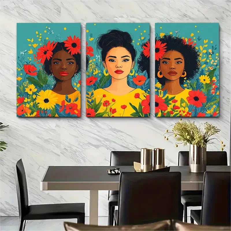 3pcs Digital Illustration With Colorful Perfect Wall Art Set Canvas Framed 40x60cm - High Quality Print 100% Australian Made Wall Canvas Ready to Hang