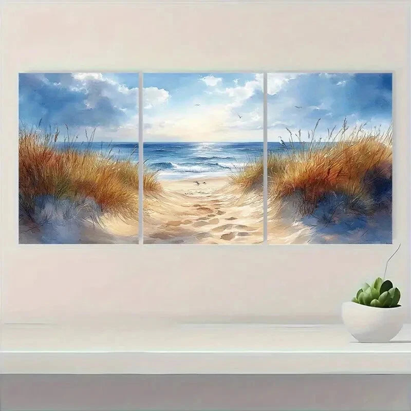 3pcs Adorable White Rabbit Realistic Oil Painting Metal Print Ready to Hang Art