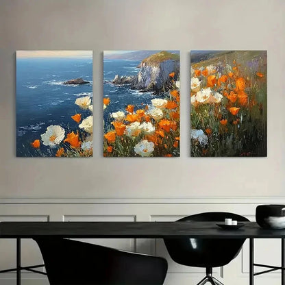 3pcs Rialto Beach Golden Hour Modern Art Metal Print Ready to Hang Art